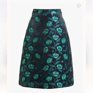 J. Crew Emmie Poppy A-line Black & Green Lined Skirt Size 4, New With Tags
